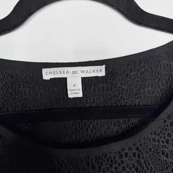 Chelsea and Walker Size 4 Black Lace Layered Silk Sleeveless Blouse Top Pieced - Picture 6 of 8